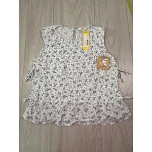 Stich Fix. Bixby Nomad Emma Bow Top White Floral Print Sleeveless Tie Side Sz L